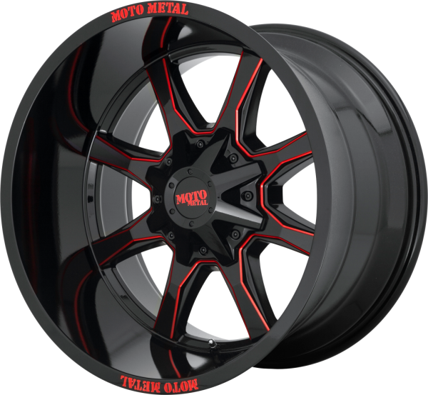 MO970 Gloss Black Milled With Red Tint & Moto Metal On Lip