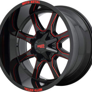 MO970 Gloss Black Milled With Red Tint & Moto Metal On Lip