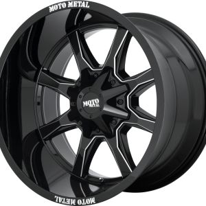 MO970 Gloss Black With Milled Spoke & Moto Metal On Lip